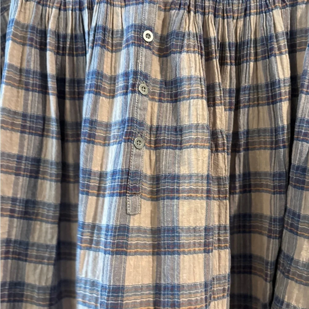 Free People Jessi Plaid Prairie Cottagecore Boho Top in Grey Combo Size Medium